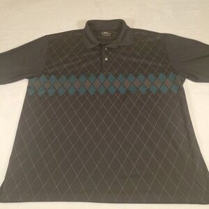 PGA‎ Tour Shirt Men XL Polo Golf Black Gray Short Sleeve Collar Athletic